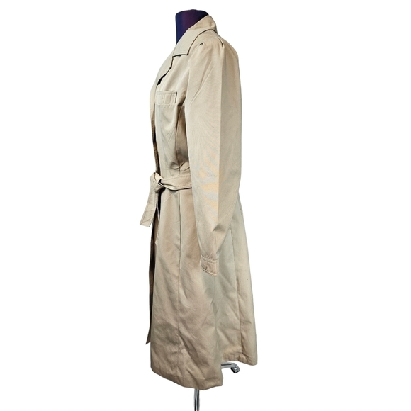 Vintage 70's Khaki Flared Trench Coat Detachable Liner Size 15 Large Women's - Picture 3 of 13